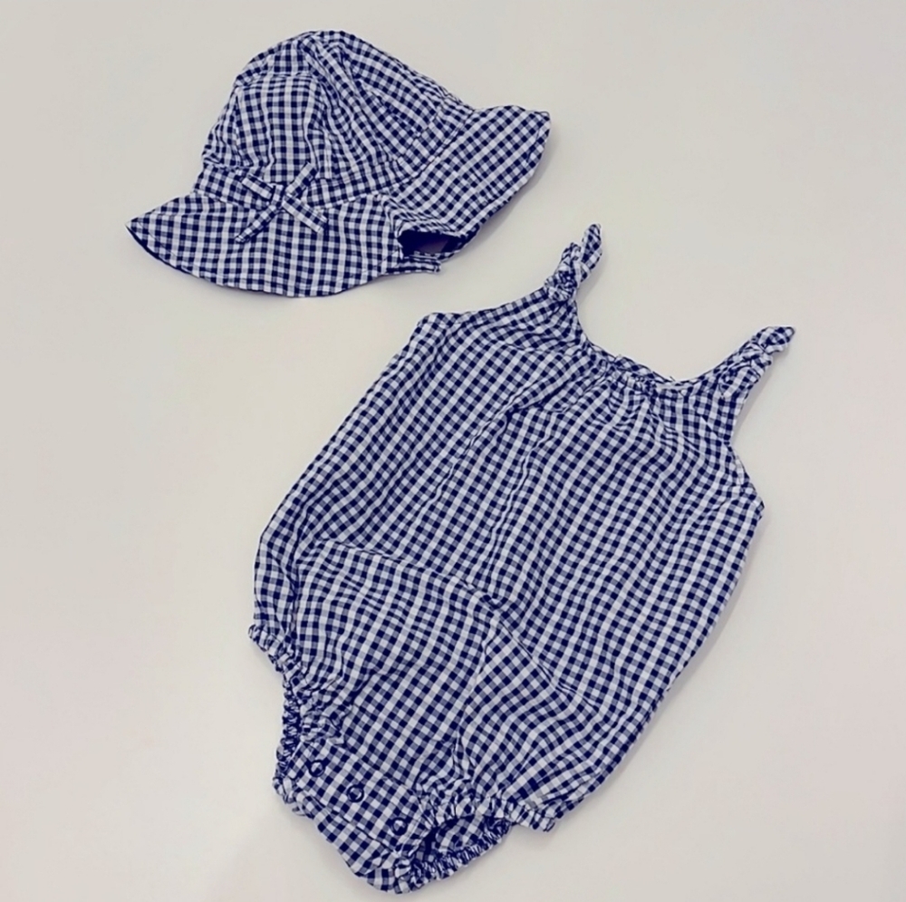 Carter's Just One You®️ Baby Girls' Gingham Bubble Top & Bottom Set - Navy Blue